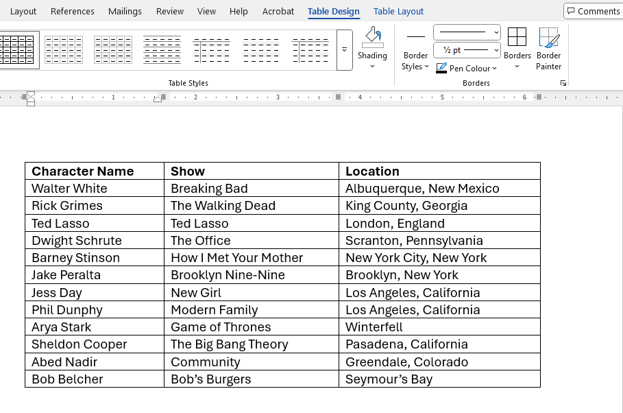 Table border line edit